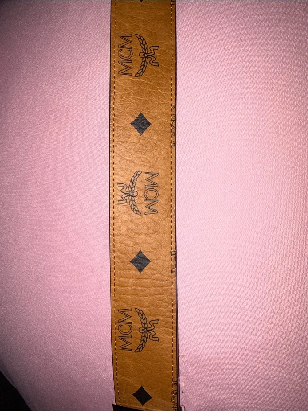 Men's Brown Leather Belt with Decorative Metal 'M' Buckle